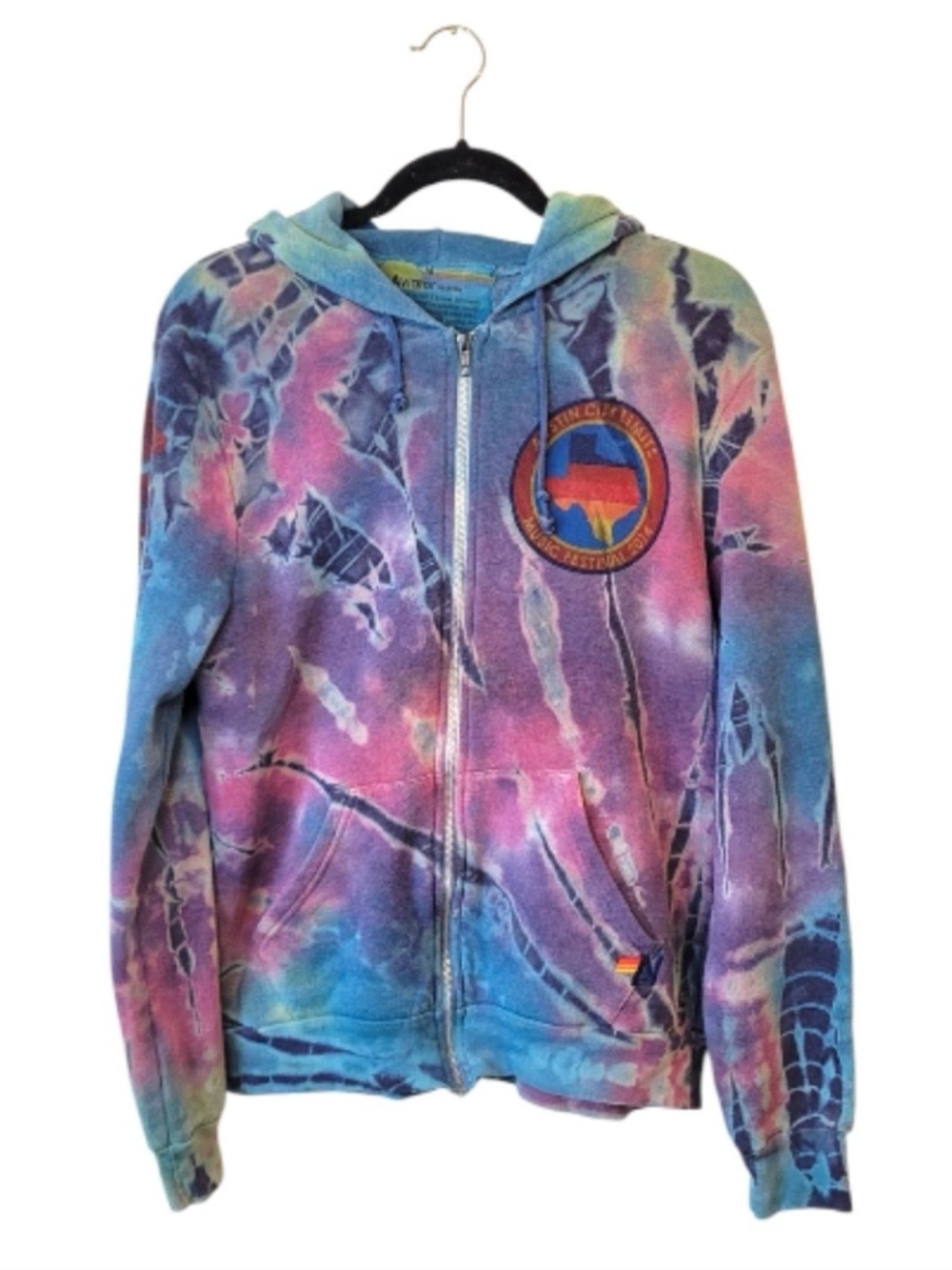 Aviator Nation ACL 2014 Austin City Limits Tie Dye Zip Hoodie Medium Rare